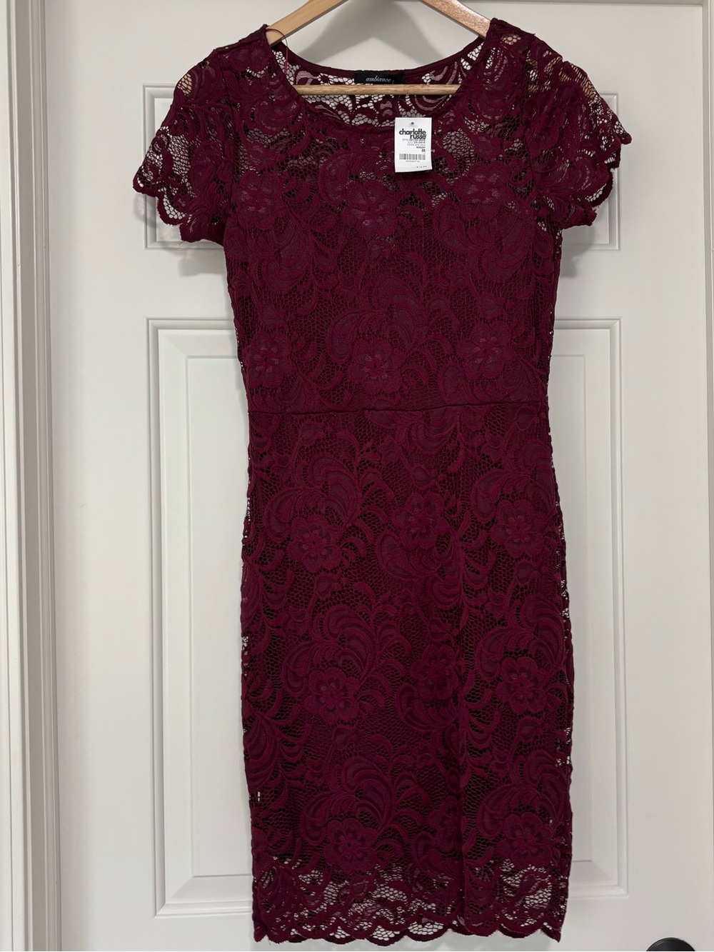 NWT Charlotte Russe Burgundy Lace Cocktail Mini Dress